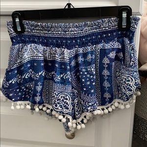 Blue Flowy Shorts